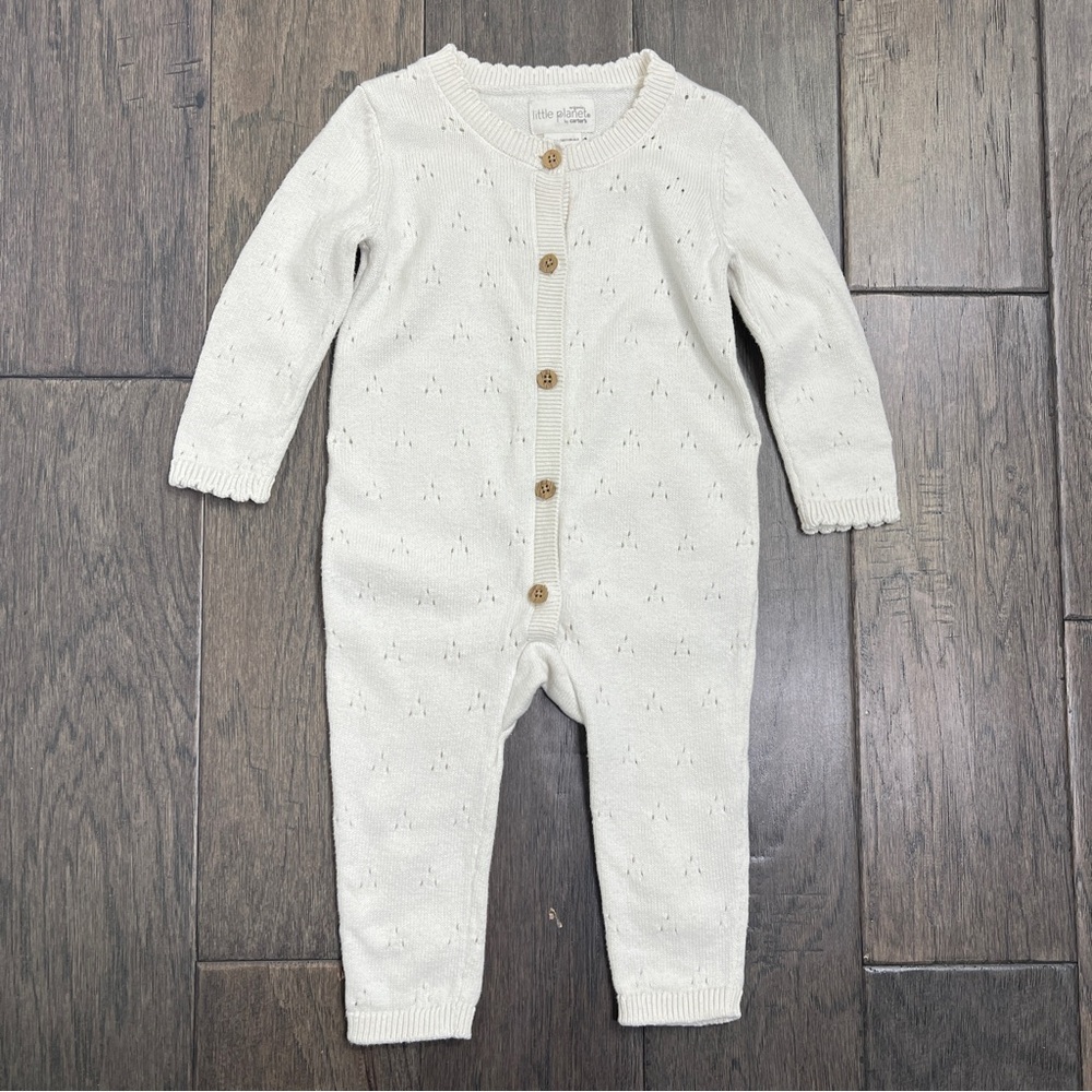 Carter's Little Planet Organic Cotton Sweater Knit Pointelle Jumpsuit